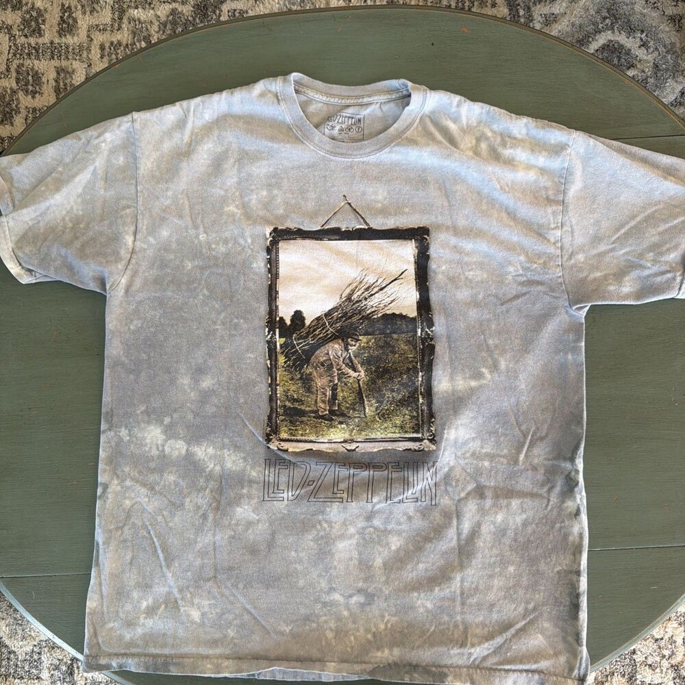 Led Zeppelin IV Album Cover Acid Wash Graphic T-Shirt Size XL